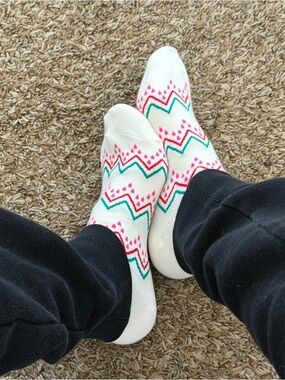 White and striped no show socks / ankle socks